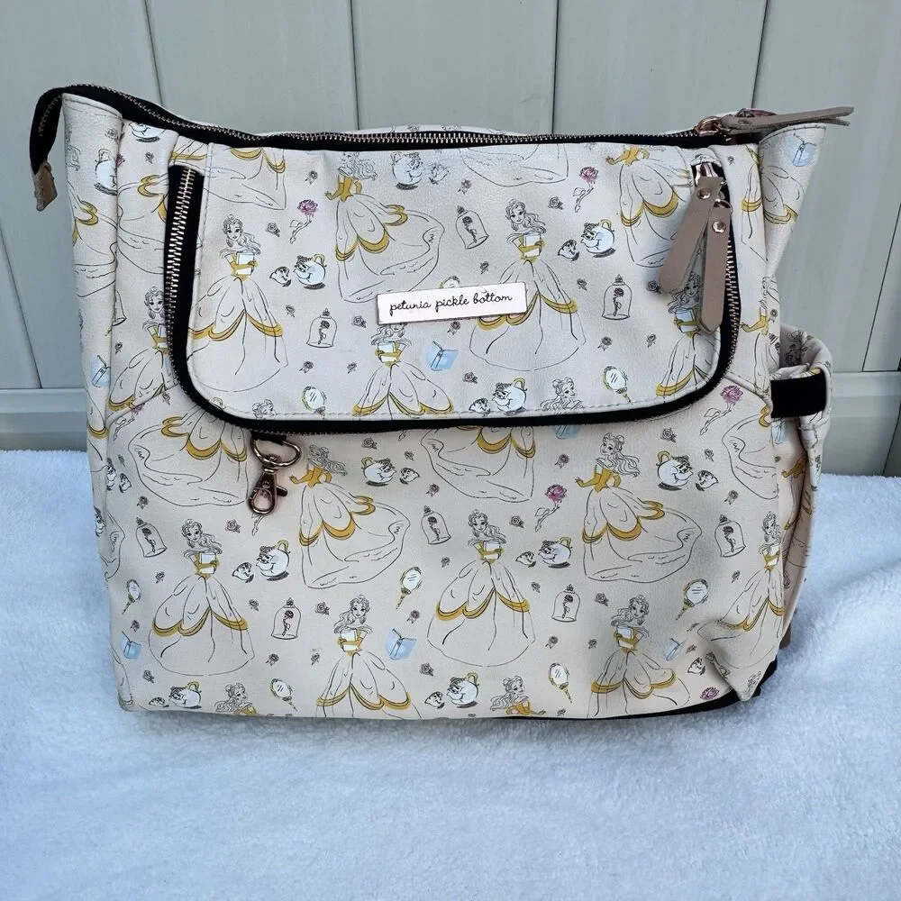 Petunia Pickle Bottom Disney Beauty and the Beast Boxy Backpack Diaper Bag w/pad